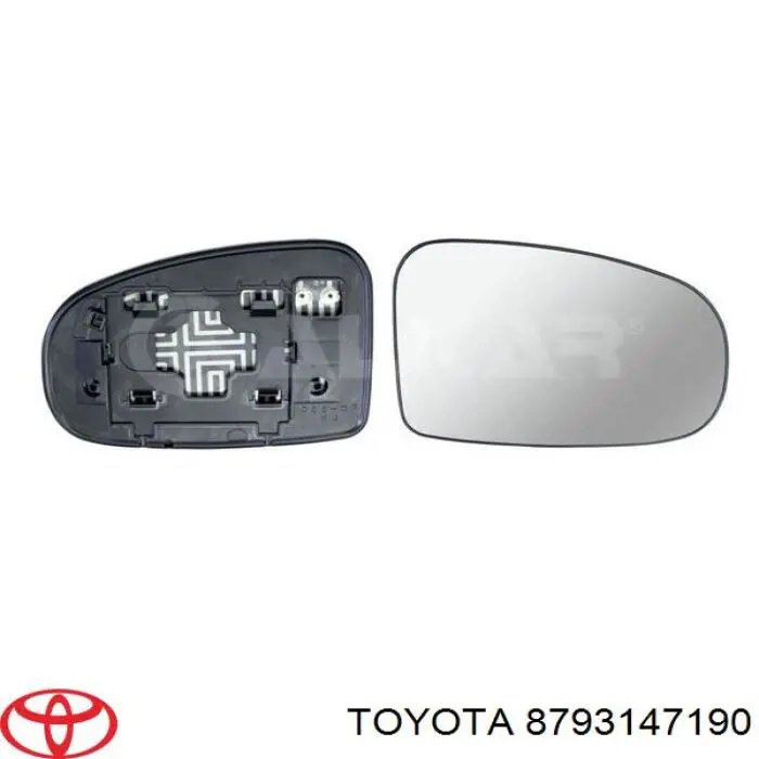 8793147190 Toyota Elemento espelhado do espelho de retrovisão direito
