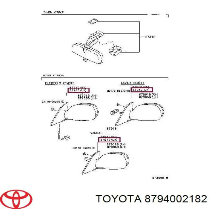 Compre 8794002181 Toyota Espelho de retrovisão esquerdo