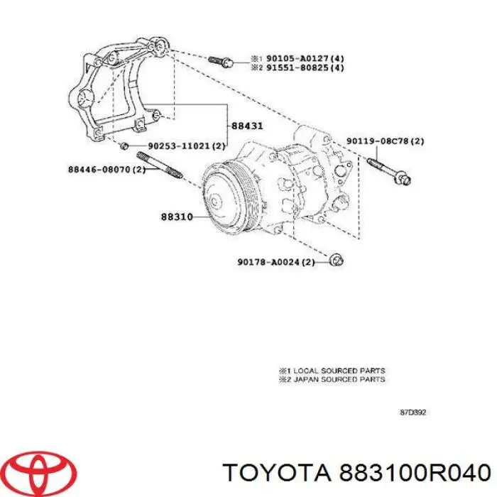 Compressor de aparelho de ar condicionado Toyota 883100R040 preço, a partir de 508,27 USD