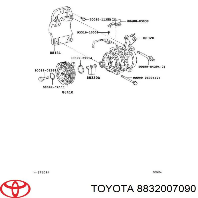 Compressor de aparelho de ar condicionado Toyota 8832007090 preço, a partir de 670,74 USD