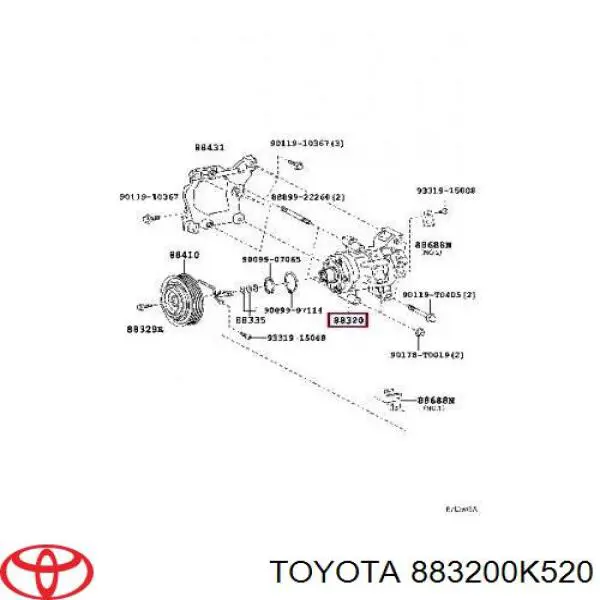 Compressor de aparelho de ar condicionado Toyota 883200K520 preço, a partir de 349,42 USD