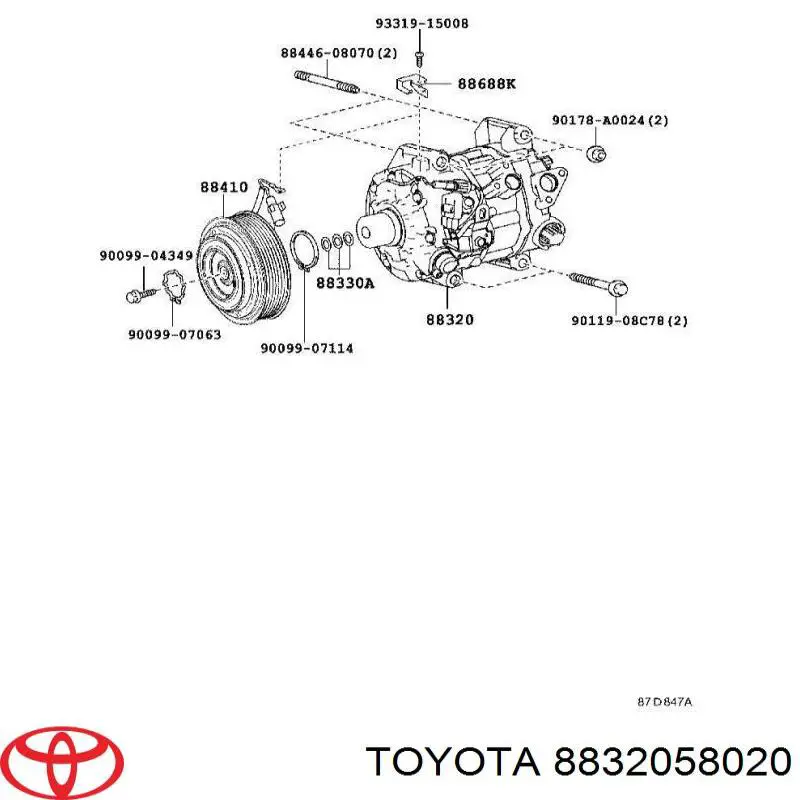 Compressor de aparelho de ar condicionado Toyota 8832058020 preço, a partir de 483,98 USD