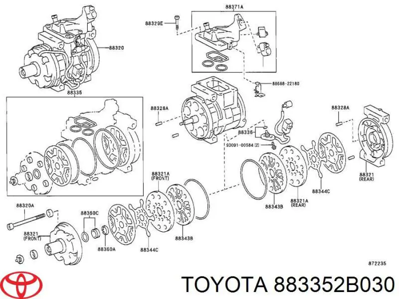 Kit de reparação do compressor de aparelho de ar condicionado Toyota 883352B030 preço, a partir de 94,58 USD
