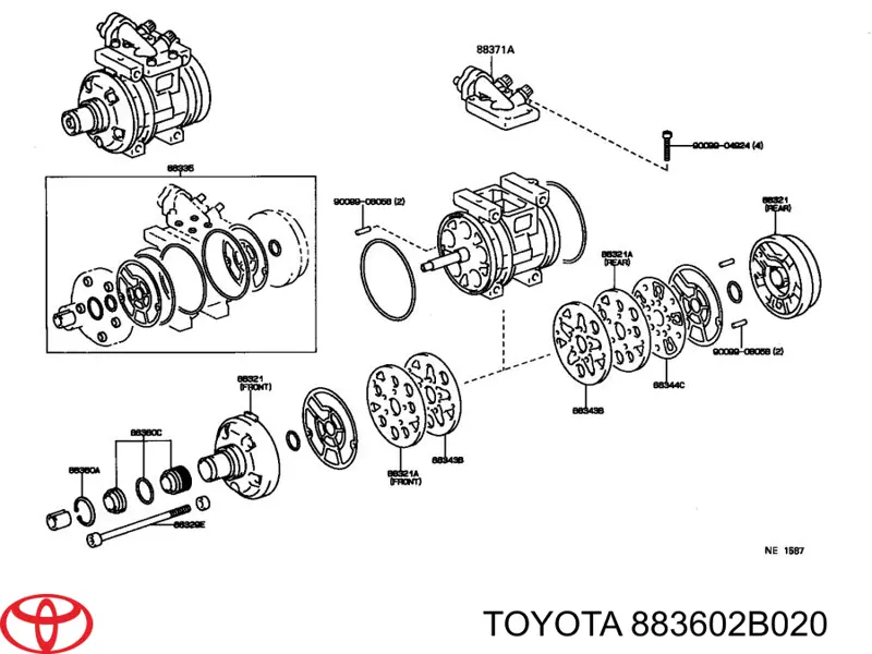  Kit de reparação do compressor de aparelho de ar condicionado Toyota Avensis I sedan (T22) (1997 - 2003) I