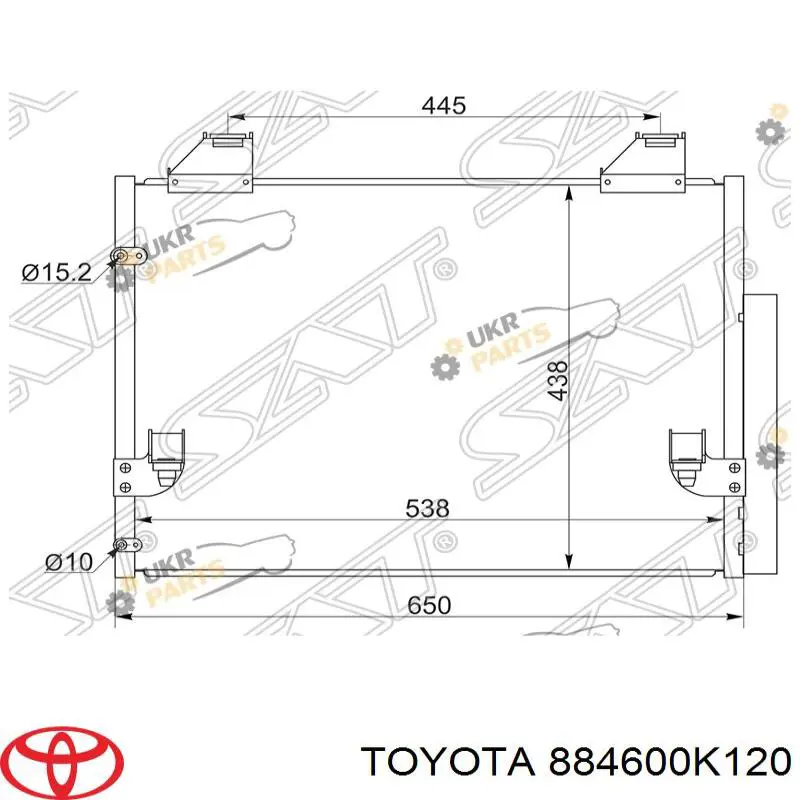 884600K120 Toyota Radiador de aparelho de ar condicionado