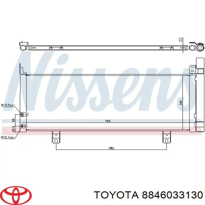 8846033130 Toyota Radiador de aparelho de ar condicionado
