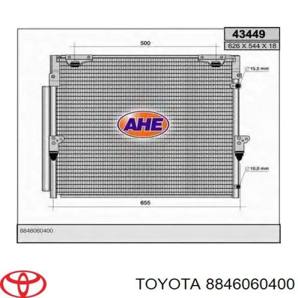 Radiador de aparelho de ar condicionado Toyota 8846060400 preço, a partir de 132,49 USD