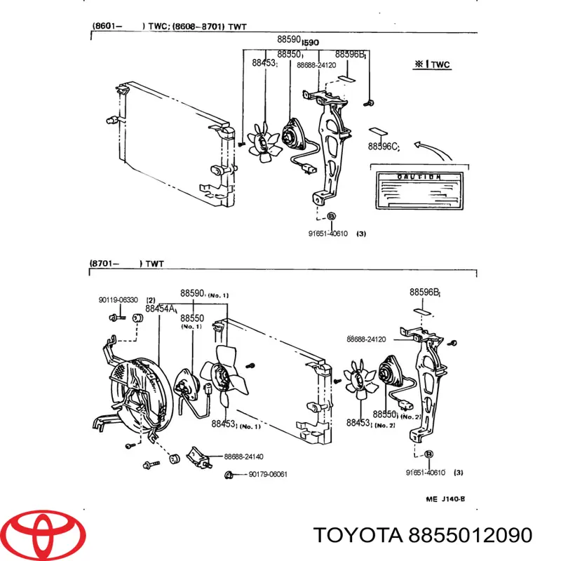 Compre 8855012090 Toyota Ventilador (roda de aletas) do radiador de aparelho de ar condicionado