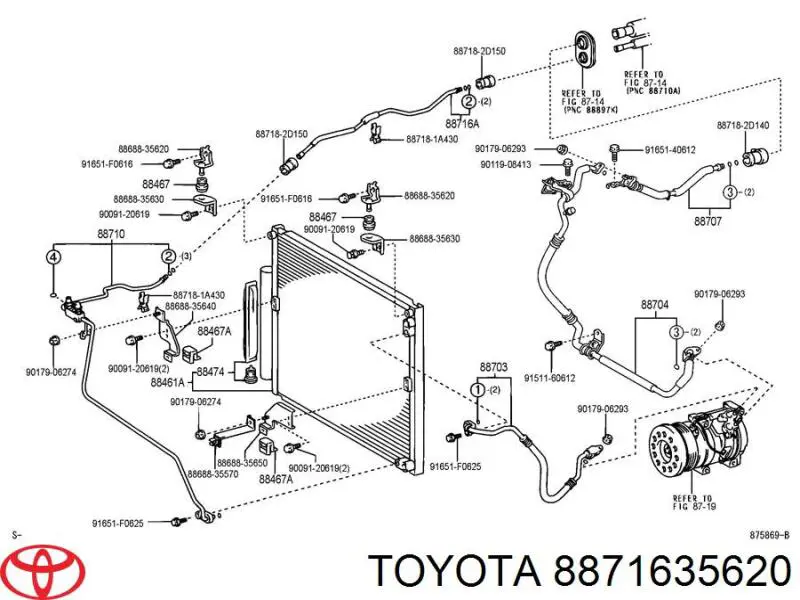 Mangueira de aparelho de ar condicionado, desde o radiador até o vaporizador Toyota 8871635620 preço, a partir de 141,76 USD