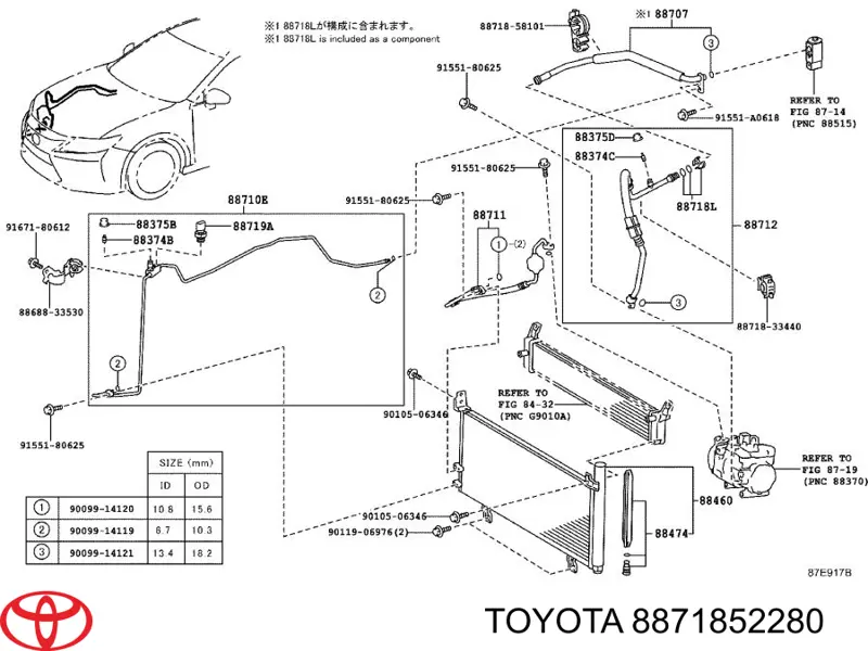 Compre 8871852280 Toyota Braçadeira de mangueira de aparelho de ar condicionado