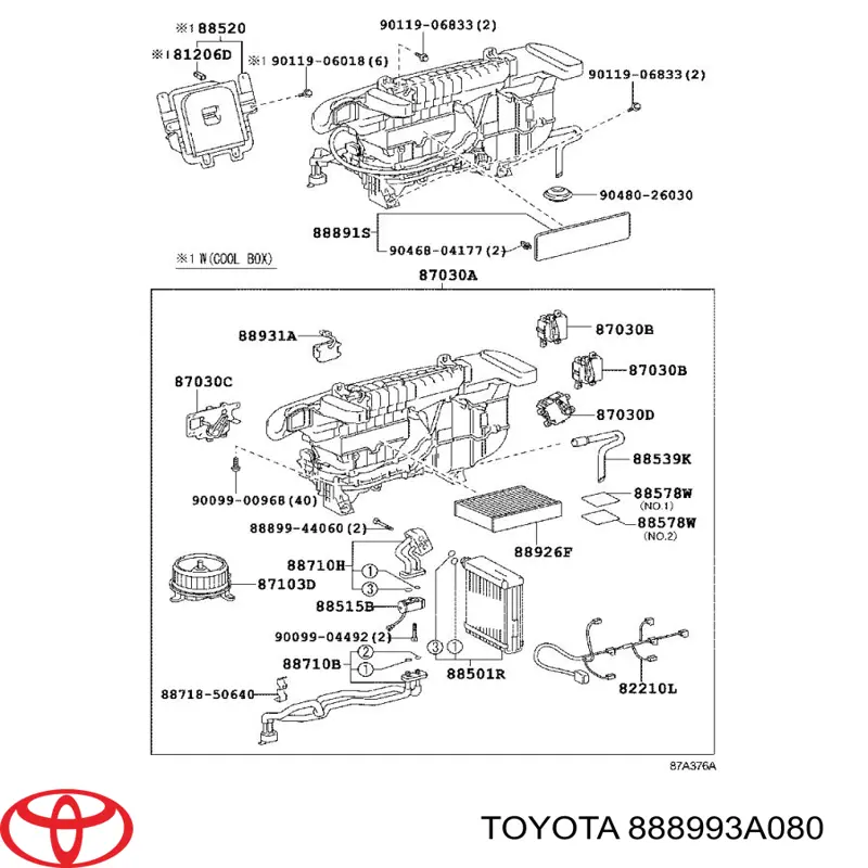 888993A080 Toyota Carcaça de filtro de salão