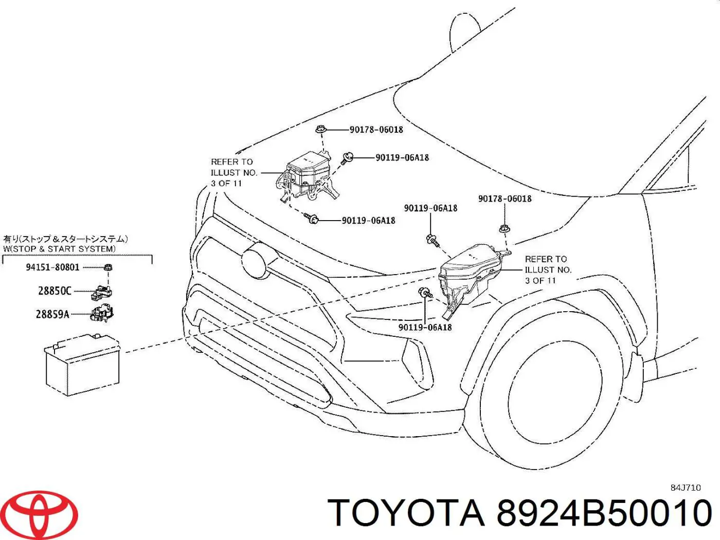 8924B50010 Toyota Sensor do ângulo de viragem do volante de direção