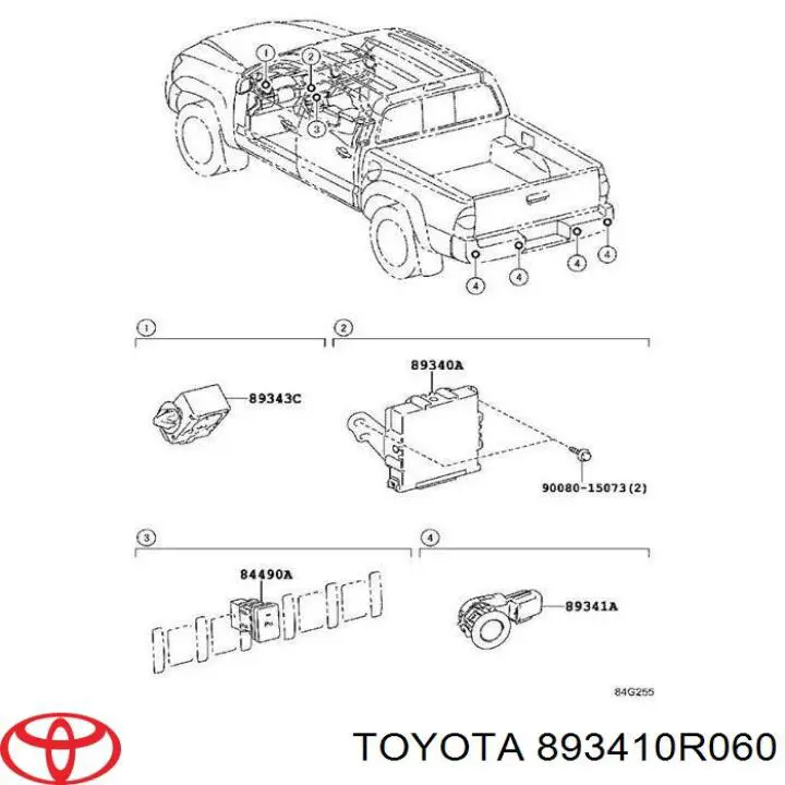 893410R060 Toyota Sensor traseiro lateral de sinalização de estacionamento (sensor de estacionamento)