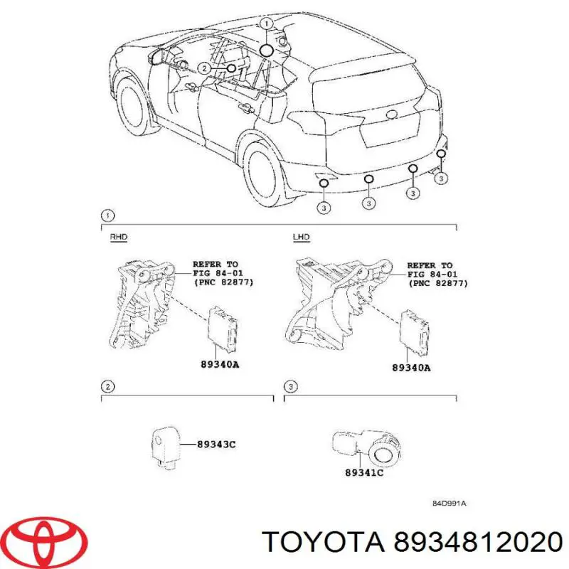 8934812020 Toyota Consola dianteira lateral de sensor de estacionamento