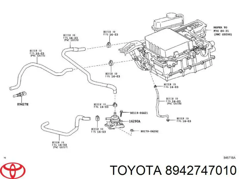 Sensor de temperatura do fluido de esfriamento (de ativação de ventilador do radiador) Toyota Prius  NHW20