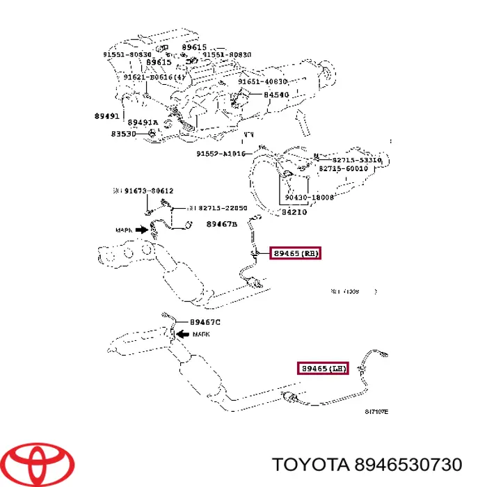 Sonda lambda, sensor esquerdo de oxigênio depois de catalisador Toyota 8946530730 preço, a partir de 76,98 USD