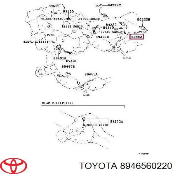 Sonda lambda, sensor de oxigênio depois de catalisador 8946560220 Toyota