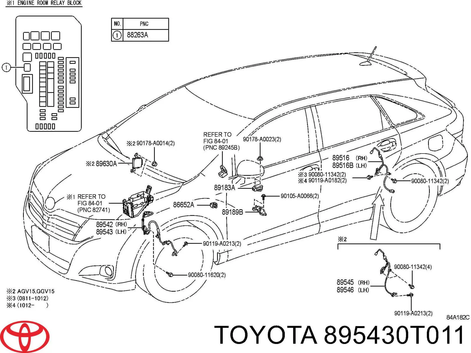 895430T011 Toyota Sensor ABS dianteiro esquerdo