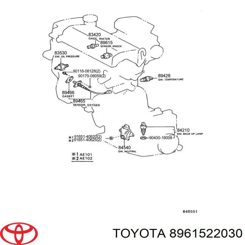 8961522030 Toyota Sensor de detonação
