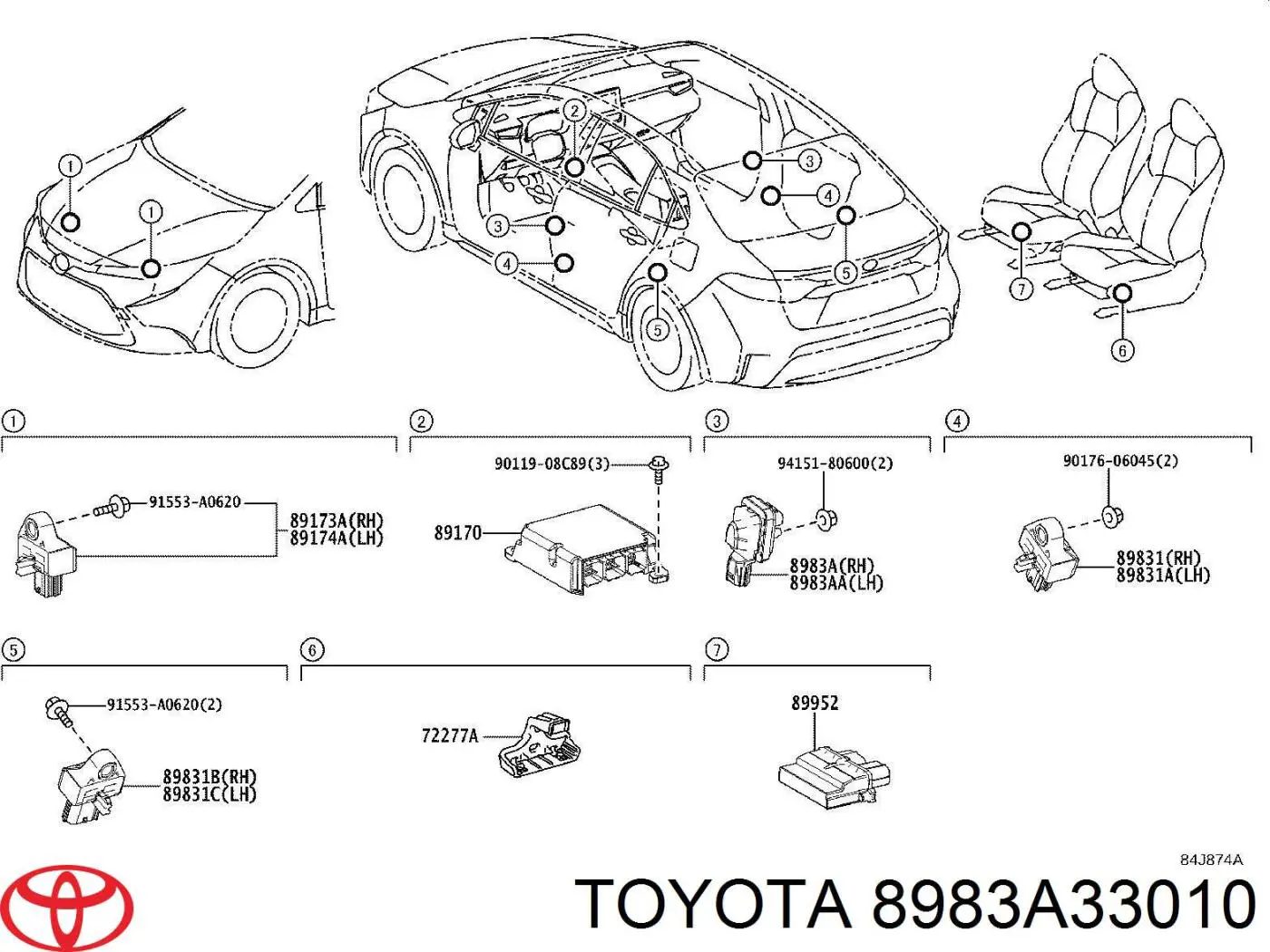 8983A33010 Toyota Sensor AIRBAG dianteiro