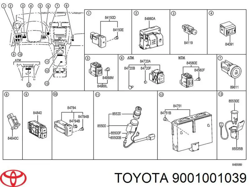 Lâmpada de painel (de painel de dispositivos) Toyota 9001001039 preço, a partir de 6,66 USD