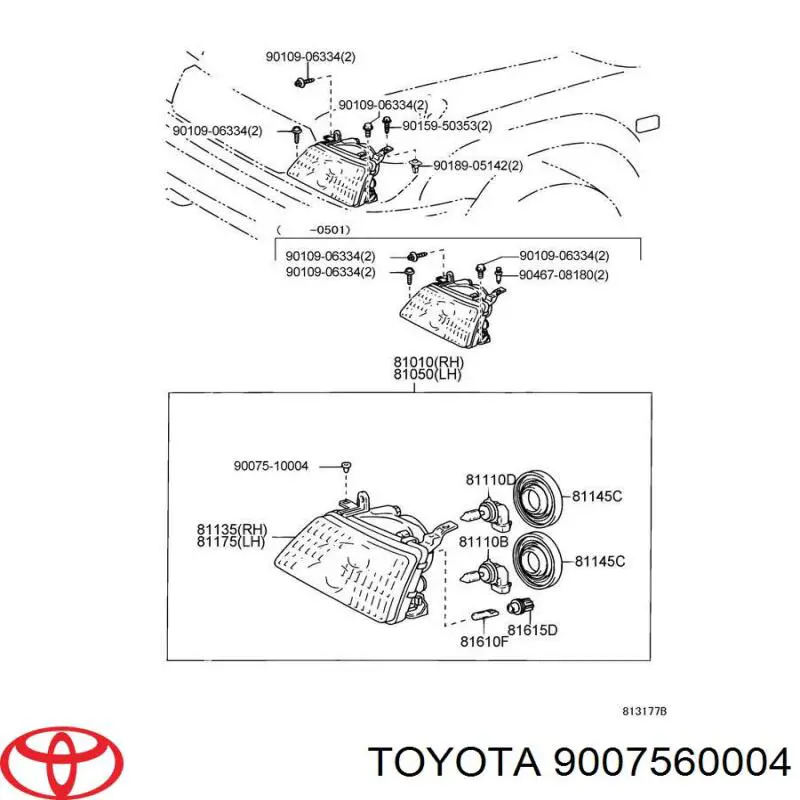 Base (casquilho) de lâmpada da luz Toyota 9007560004 preço, a partir de 13,23 USD