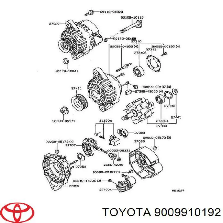 9009910192 Toyota Rolamento do gerador