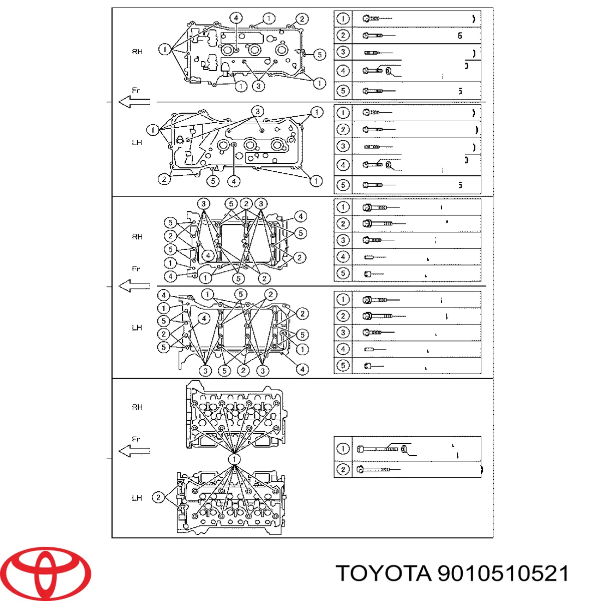 9010510521 Toyota Parafuso de cabeça de motor (CBC)
