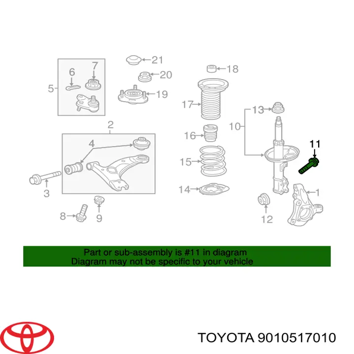 9010517010 Toyota Parafuso de fixação de amortecedor dianteiro