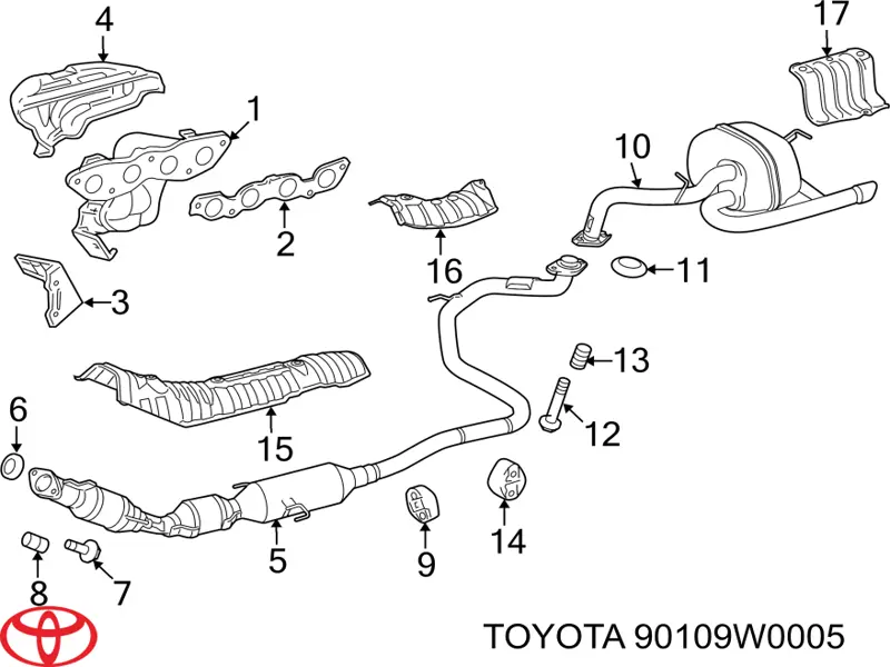 Parafuso do sistema de escape (do silenciador) Toyota 90109W0005 preço, a partir de 5,43 USD