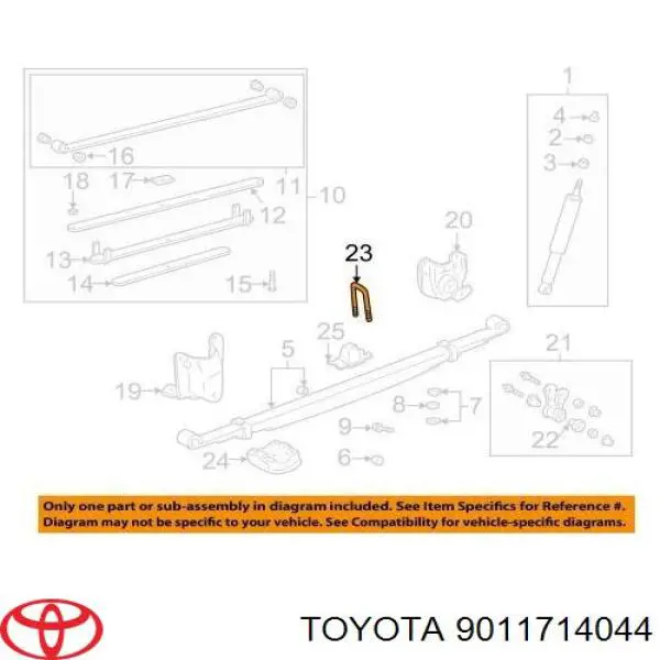 Estribo da suspensão de lâminas Toyota 9011714044 preço, a partir de 40,38 USD