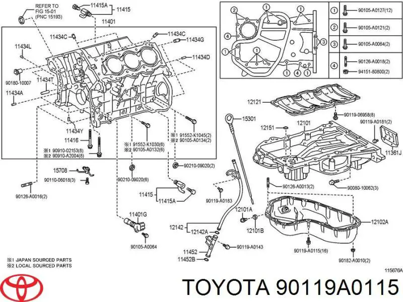 9011906938 Toyota Parafuso de panela de motor