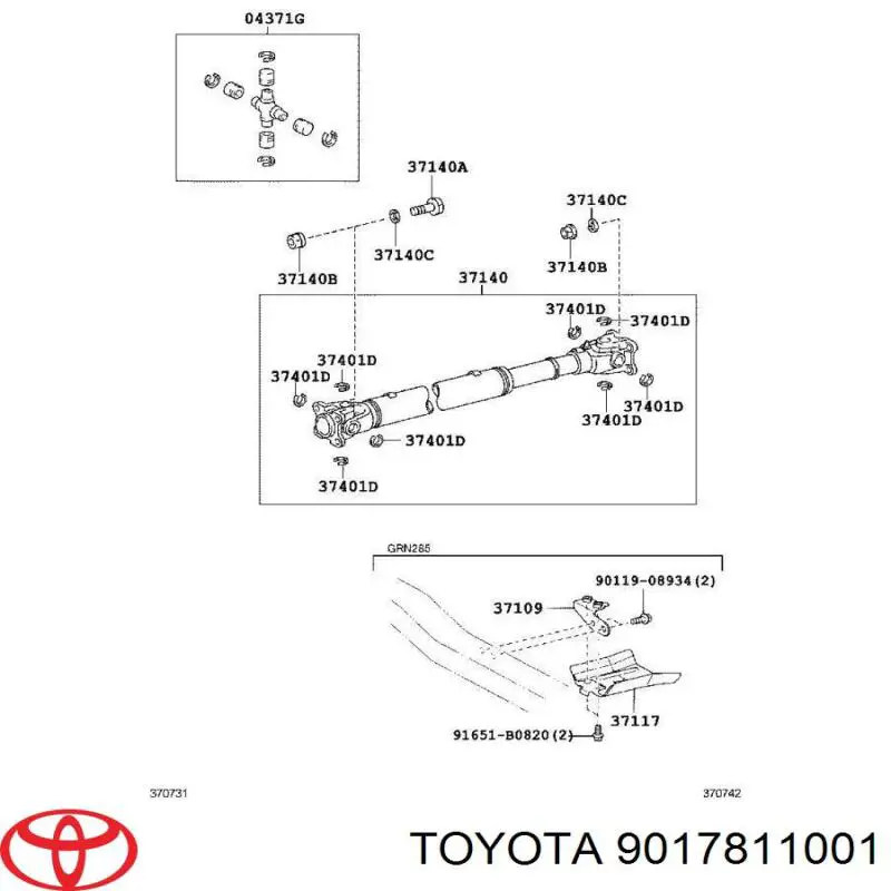 Porca de parafuso da junta universal Toyota 9017811001 preço, a partir de 1,89 USD