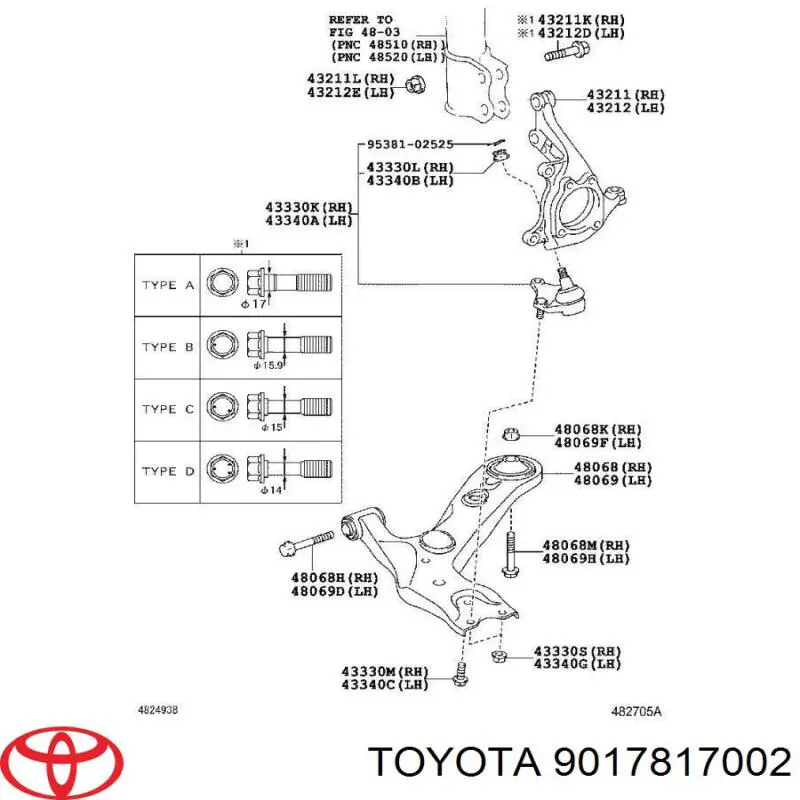 9017817002 Toyota Porca de fixação de amortecedor