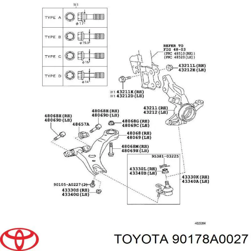 Compre 90178A0027 Toyota Porca de fixação de amortecedor