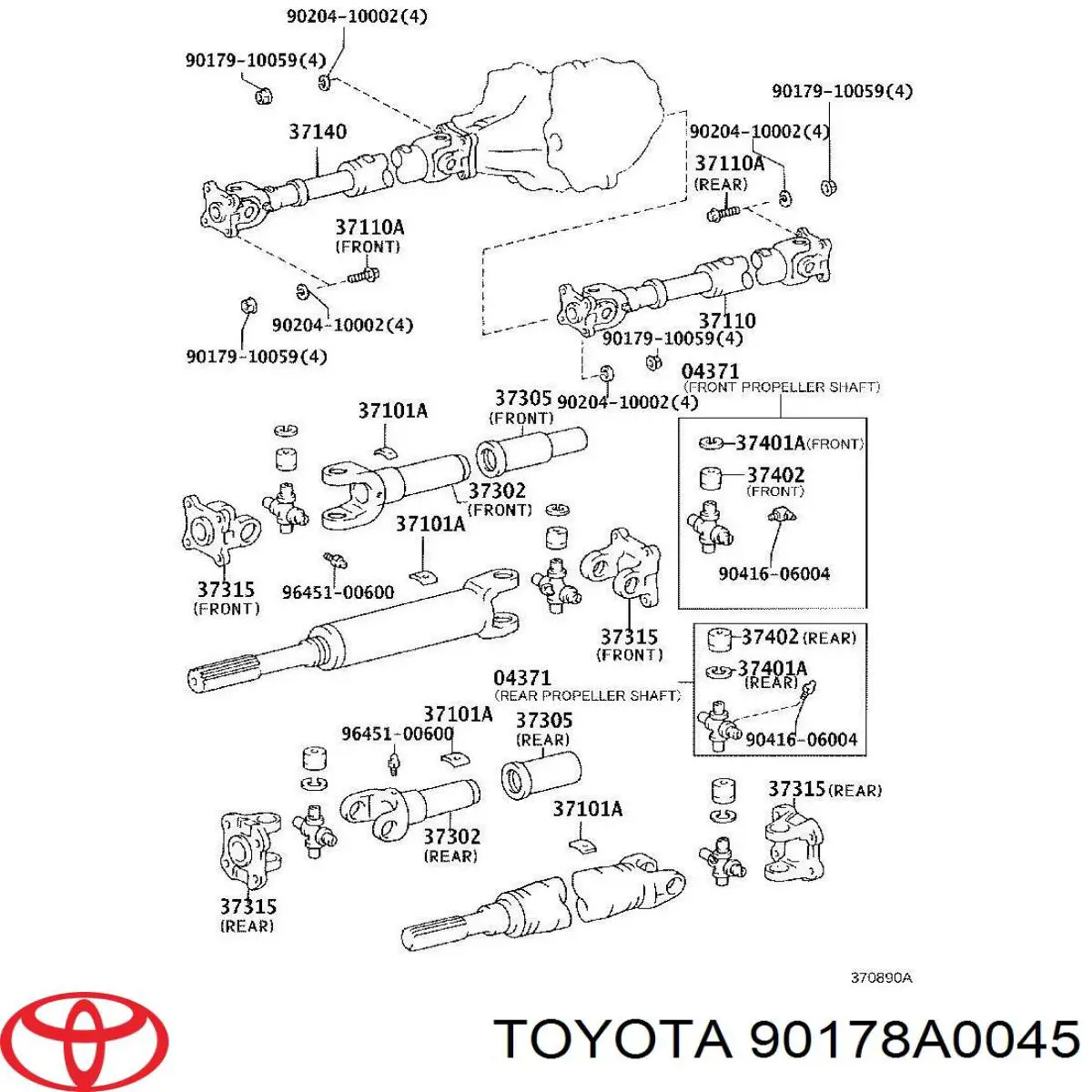 Porca de parafuso da junta universal Toyota 90178A0045 preço, a partir de 1,89 USD