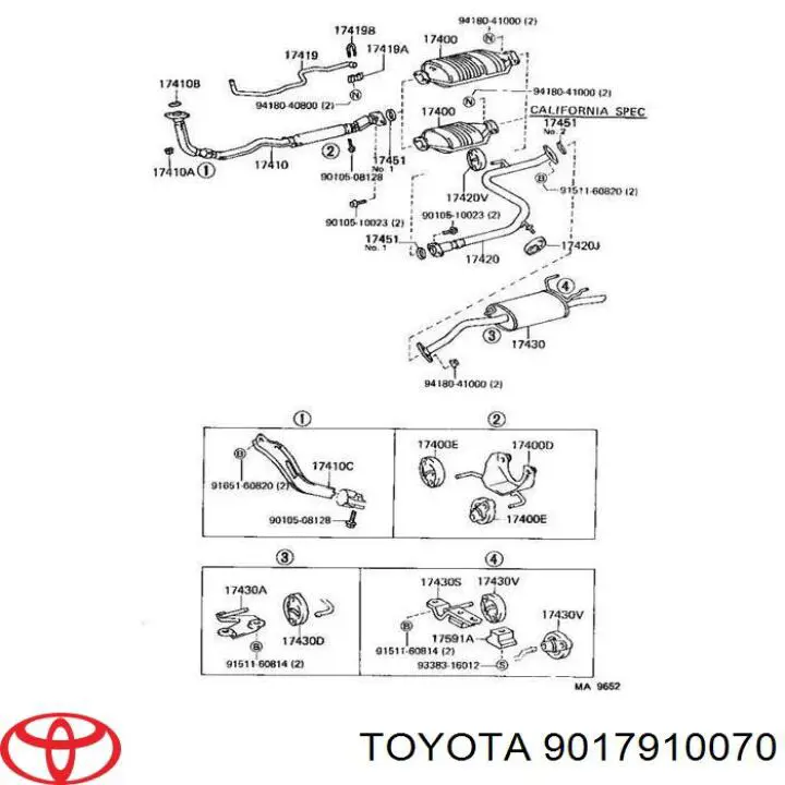 Porca de fixação de tubo de admissão do silenciador (de calças) Toyota 9017910070 preço, a partir de 1,24 USD