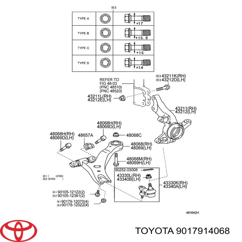 Porca de parafuso de fixação de braço oscilante dianteiro inferior Toyota 9017914068 preço, a partir de 2,36 USD