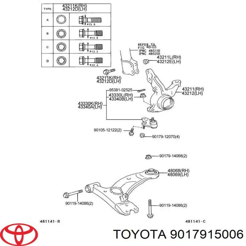 9017915006 Toyota Porca de fixação de amortecedor