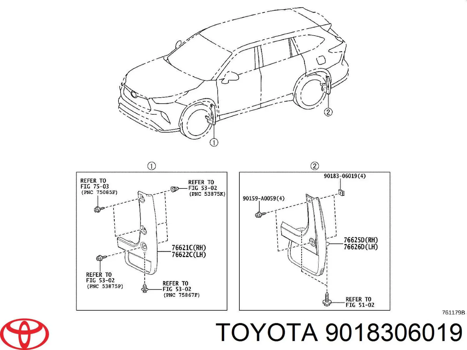 9018306019 Toyota Cápsula (prendedor) de fixação de protetor de lama