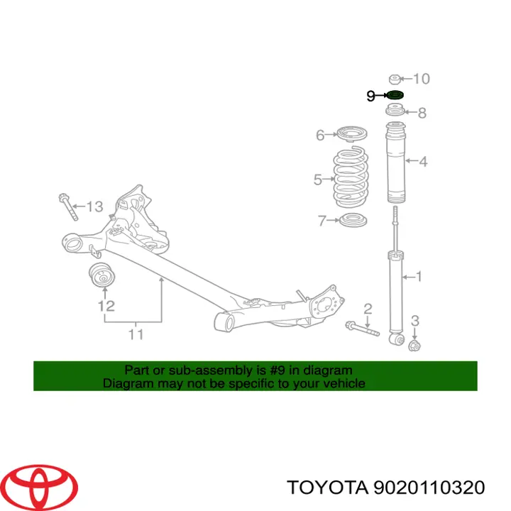 Arruela de bucha da haste de amortecedor traseiro Toyota 9020110320 preço, a partir de 8,36 USD