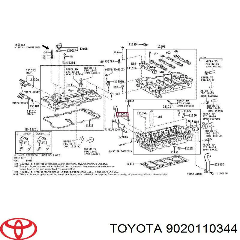 9020110344 Toyota Arruela de parafuso de cabeça de bloco (CBC)