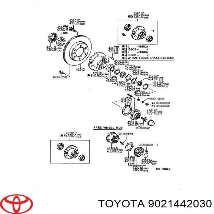 Anel de travagem de rolamento de cubo dianteiro Toyota 9021442030 preço, a partir de 5,55 USD