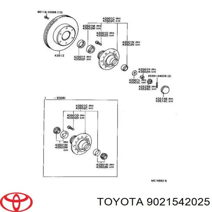 Anel de travagem de rolamento de cubo dianteiro Toyota 9021542025 preço, a partir de 3,30 USD