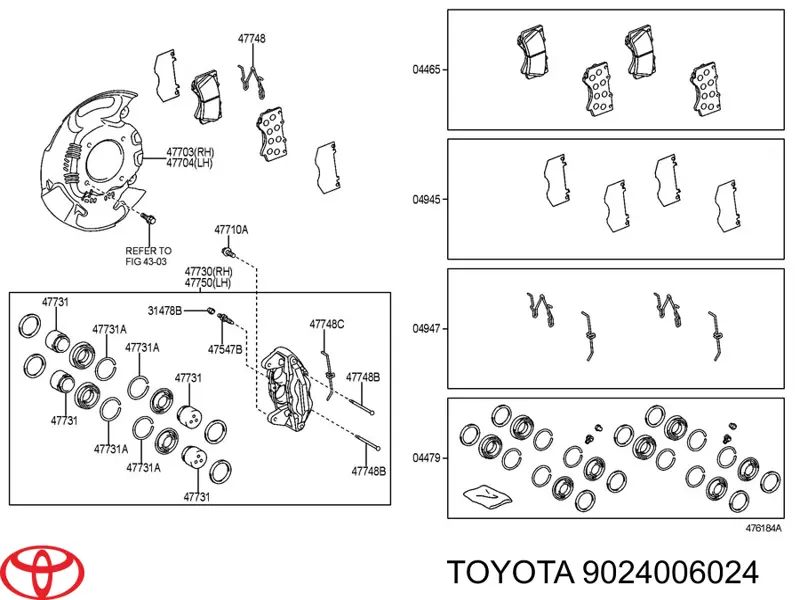 9024006024 Toyota Guia de suporte dianteiro