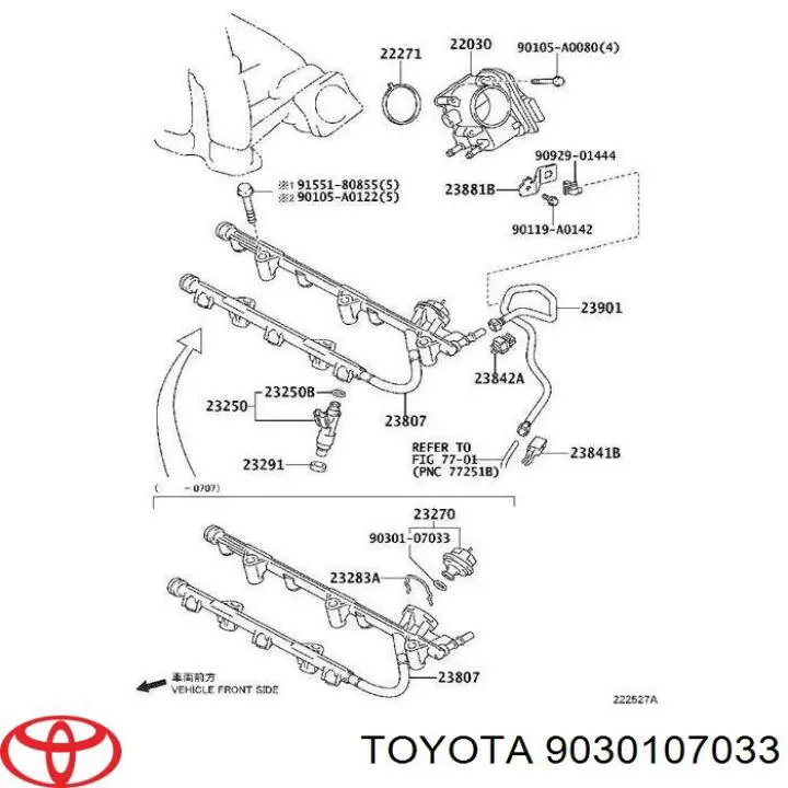 9030107033 Toyota Anel (arruela) do injetor de ajuste