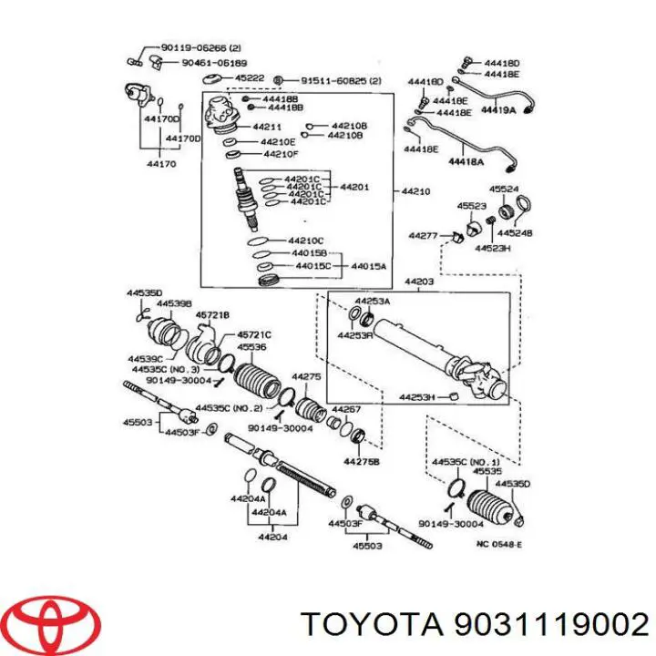9031119002 Toyota Vedação da cremalheira da direção/do mecanismo (ver dimensões padrão)
