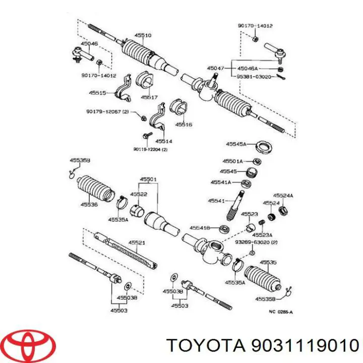 Bucim da árvore vertical da cremalheira da direção, kit Toyota 9031119010 preço, a partir de 3,95 USD