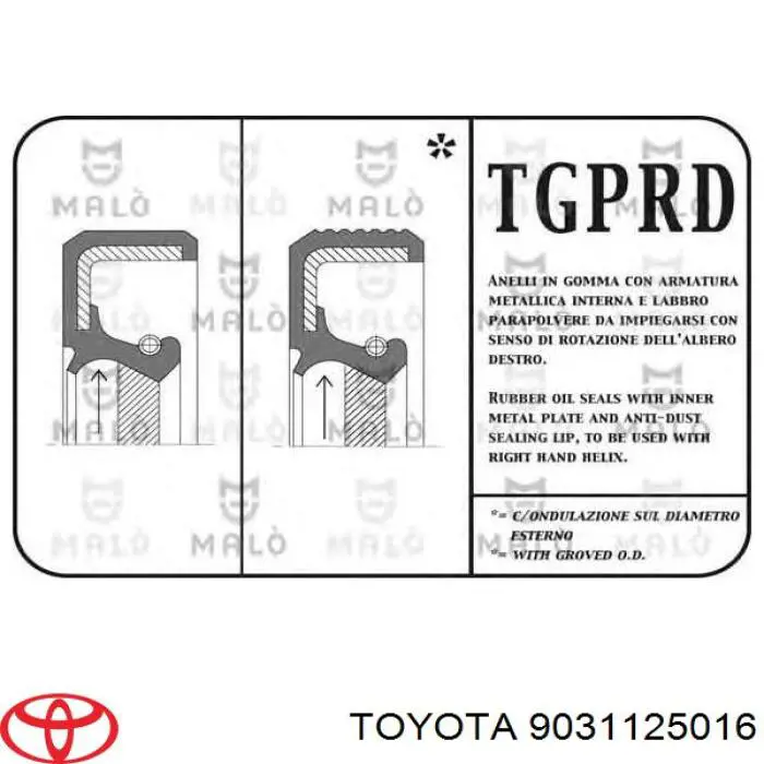 Vedação da Caixa Automática de Mudança (de árvore de saída/primária) Toyota 9031125016 preço, a partir de 3,01 USD