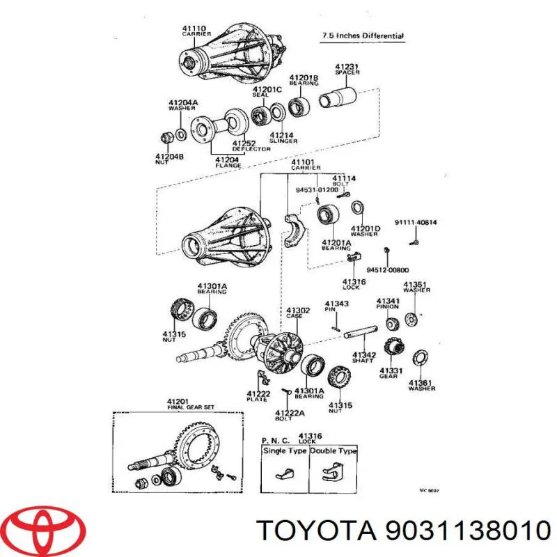 9031138010 Toyota Bucim da haste de redutor do eixo traseiro